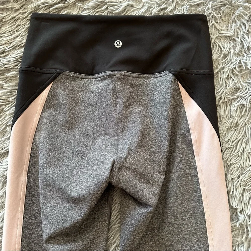 Lululemon Get Going Train Tight 28” Heathered Black Smoky Blush Leggings Size 6